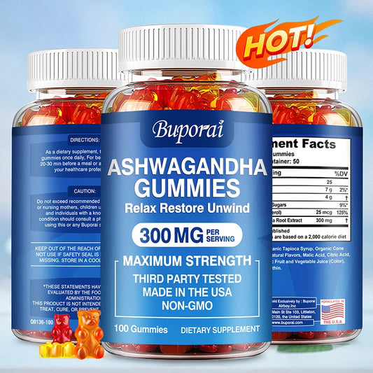 Ashwagandha Gummies - Helps Relieve Stress, Focus, and Maintain Brain and Sleep Health