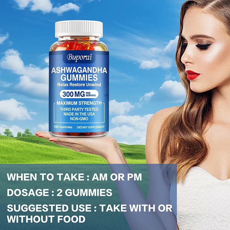 Ashwagandha Gummies - Helps Relieve Stress, Focus, and Maintain Brain and Sleep Health