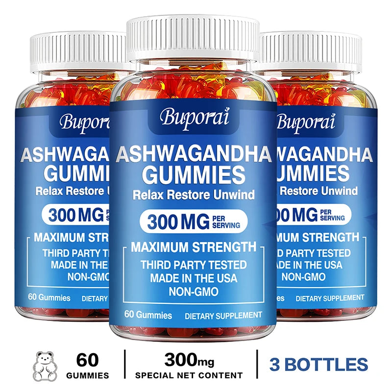 Ashwagandha Gummies - Helps Relieve Stress, Focus, and Maintain Brain and Sleep Health