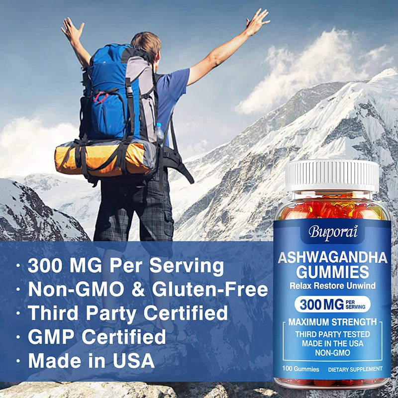 Ashwagandha Gummies - Helps Relieve Stress, Focus, and Maintain Brain and Sleep Health