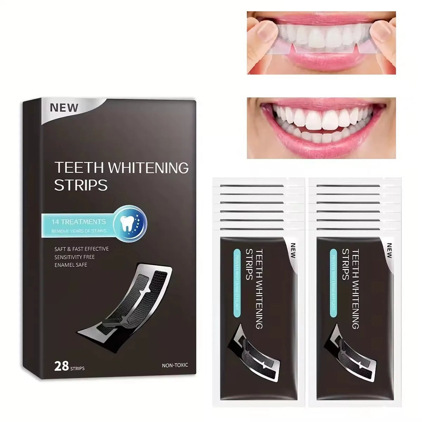 Teeth Whitening Strips, 28 Whitening Agents Activated Whitening Strips, Deep Stain Removal Teeth Whitening,Safe For Tooth Enamel