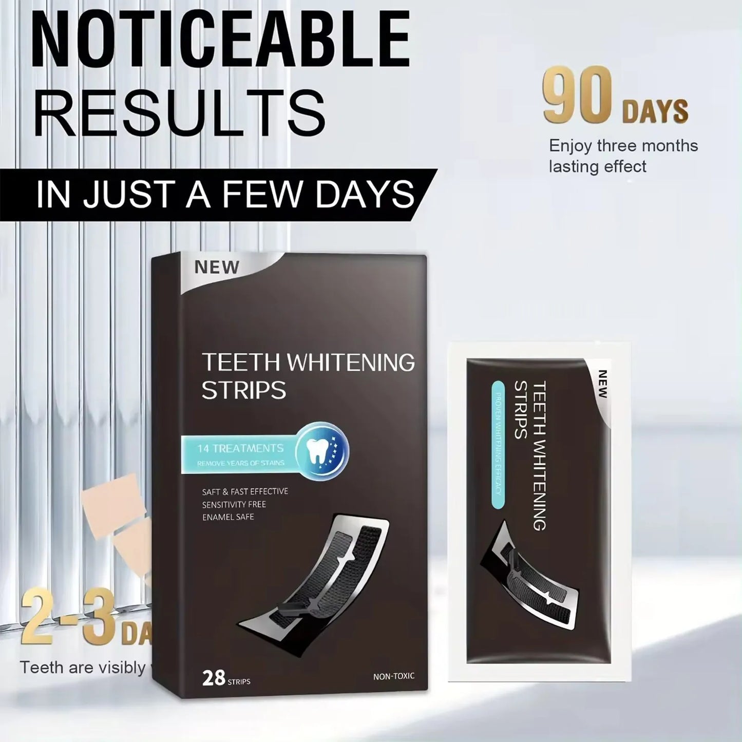 Teeth Whitening Strips, 28 Whitening Agents Activated Whitening Strips, Deep Stain Removal Teeth Whitening,Safe For Tooth Enamel