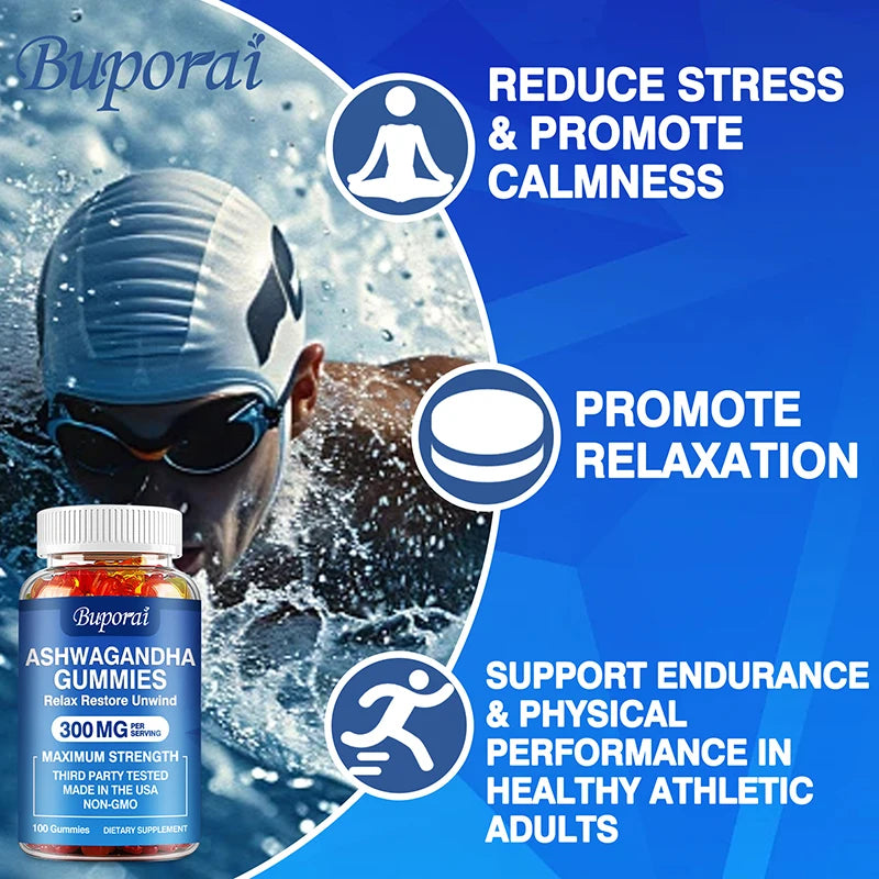 Ashwagandha Gummies - Helps Relieve Stress, Focus, and Maintain Brain and Sleep Health